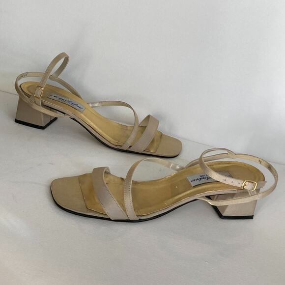 Marc Andrew Strappy Gold Shimmer Dressy Sandals with Chunky Heel Sz 9M - Picture 2 of 9
